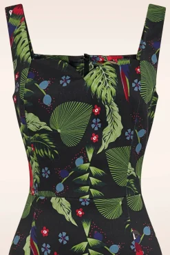 Cheap Collectif Clothing Anita Parrot Paradise Bleistiftkleid In Schwarz