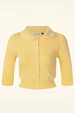 Best Banned Retro April Kurzarm Strickjacke In Zitrone