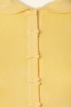 Best Banned Retro April Kurzarm Strickjacke In Zitrone