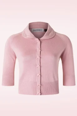 Sale Banned Retro April Kurzarm Strickjacke In Blush