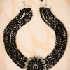 New Lovely Audrey Jet Flower Halskette In Schwarz Und Silber