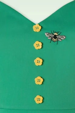 New Vixen Besticktes Sonnenblumen Flare Kleid In Grun