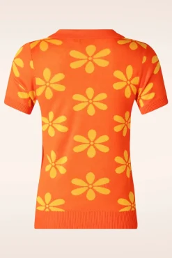 Outlet Vixen Betty Floral Strick Pullover In Orange