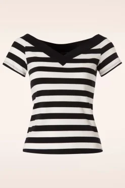 Hot Bunny Caitlin Stripes Top In Schwarz Und Weis