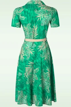 Hot Rock N Romance Charlene Palm Hemdkleid In Smaragdgrun