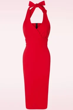 Hot Vintage Chic for Topvintage Cher Halter Pencil Dress In Red