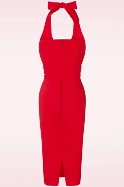 Hot Vintage Chic for Topvintage Cher Halter Pencil Dress In Red