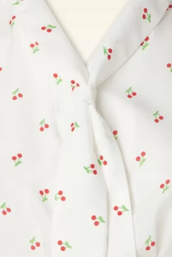 Sale Banned Retro Cherry Amour Bluse In Weis