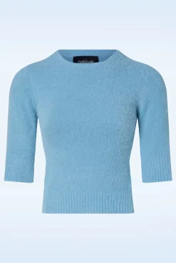 Hot Collectif Clothing Chrissie Fluffy Strickoberteil In Hellblau