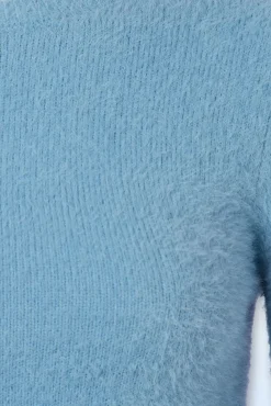 Hot Collectif Clothing Chrissie Fluffy Strickoberteil In Hellblau