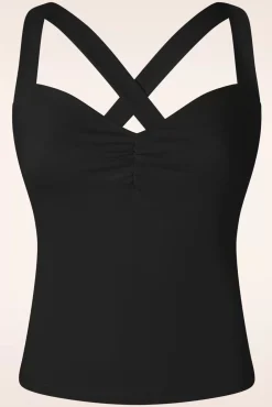 New Vixen Cindy Cross Back Top In Schwarz