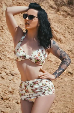 Shop Esther Williams Classic Flowers Romance Bikinihose In Creme