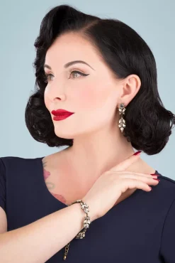 New Lovely Crystal Leaves Ohrringe In Gold