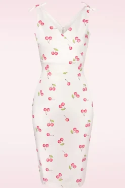 Shop Glamour Bunny Das Harper Etuikleid Mit Kirschmuster In Weis