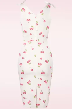 Shop Glamour Bunny Das Harper Etuikleid Mit Kirschmuster In Weis