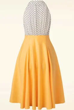 Outlet Vintage Diva Das Maria Grazia Swing Kleid In Weis Und Sonnengelb