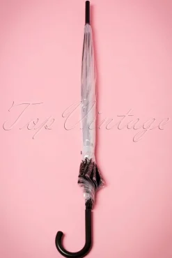 Shop So Rainy Dentelle Flower Transparenter Kuppelschirm In Schwarz