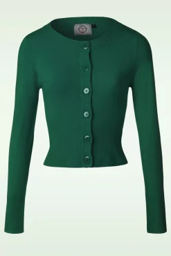 Hot Banned Retro Dolly Cardigan In Dunkelgrun