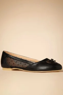 Sale Banned Retro Elegante Spots-Flats In Schwarz