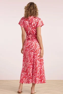 Online Smashed Lemon Elena Maxi Kleid In Rosa Und Rot