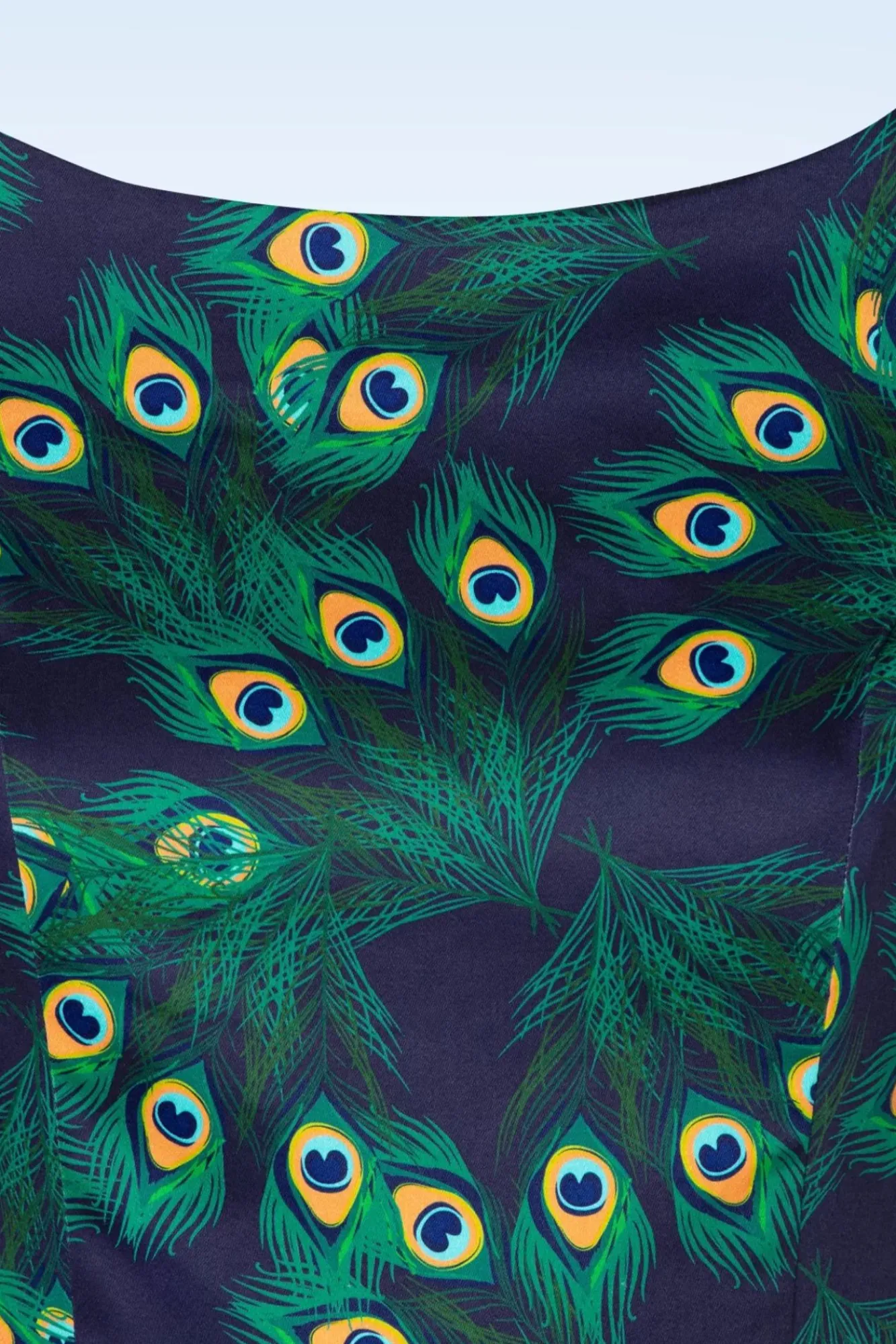 Online Topvintage Boutique Collection Exklusiv Bei Topvintage ~ Adriana Peacock Swing-Kleid Mit Langen Armeln In Marineblau