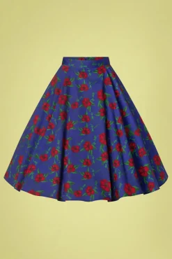 Clearance Topvintage Boutique Collection Exklusiv Bei Topvintage ~ Adriana Floral Swing Rock In Dunkelblau