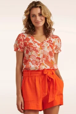 Cheap Smashed Lemon Femmy Floral Bluse In Orange