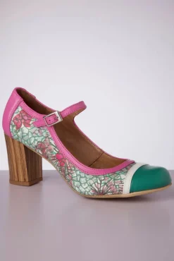 New Nemonic Frida Mary Jane Pumps In Fuchsia Und Grun
