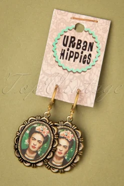 Best Sale Urban Hippies Frida Ohrringe In Antikgold Und Grun