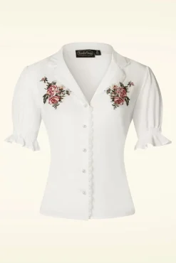 Flash Sale Vixen Geblumte Vintage Bluse In Weis