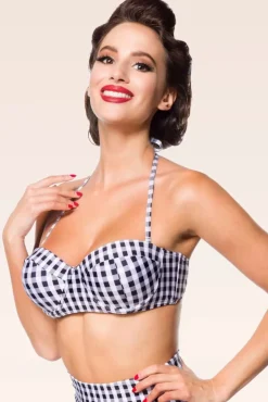 Discount Belsira Gigi Gingham-Bikinioberteil In Schwarz Und Weis