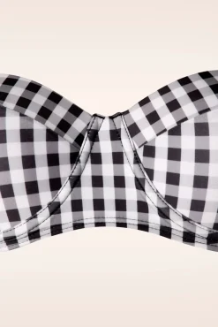 Discount Belsira Gigi Gingham-Bikinioberteil In Schwarz Und Weis