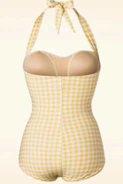 Best Esther Williams Gingham-Sommer-Badeanzug In Gelb Und Weis