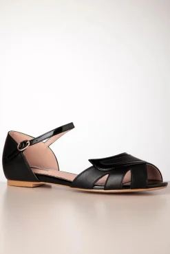 Cheap Banned Retro Glamorous Gliders Flache Sandalen In Schwarz