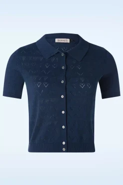 Cheap Banned Retro Heart Waves Strickjacke In Marineblau