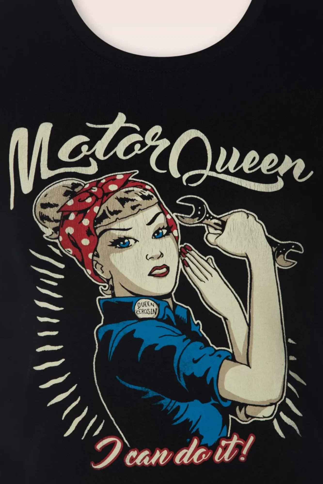 New Queen Kerosin I Can Do It Motor Queen T-Shirt In Schwarz