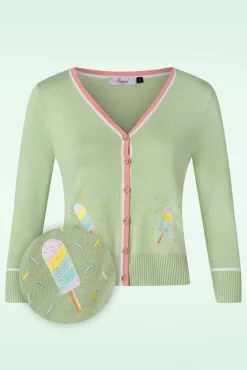 Cheap Banned Retro Ice Cream Strickjacke In Grun Und Pink