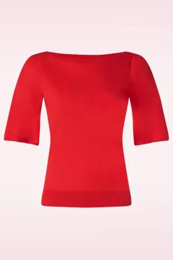 Discount King Louie Ivy Top Wide Sleeve Club In Feurigem Rot