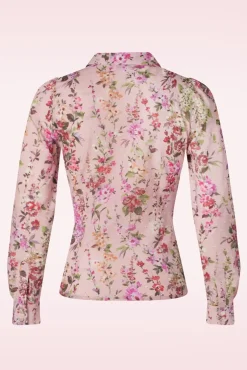 Store Very Cherry Jane Plumeti Blumen Bluse In Rosa