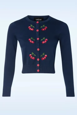 Cheap Collectif Clothing Jessie Cherries Strickjacke In Marineblau