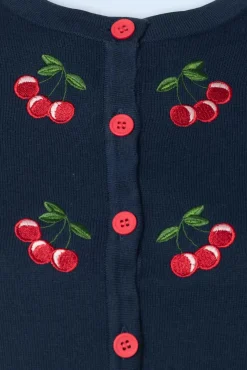 Cheap Collectif Clothing Jessie Cherries Strickjacke In Marineblau