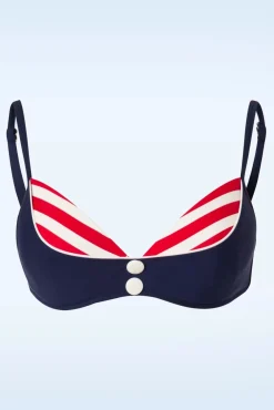 Best Sale Belsira Joelle Stripes Bikinioberteil In Navy Und Rot