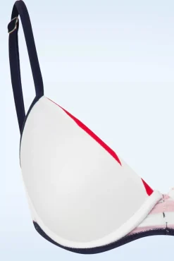 Best Sale Belsira Joelle Stripes Bikinioberteil In Navy Und Rot