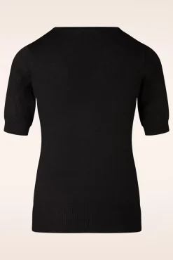 Outlet Mak Sweater Julie Floral Top In Schwarz