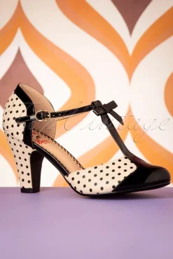 Best Banned Retro Kelly Lee Pumps Mit T-Strap In Schwarz Und Blush