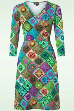 Fashion LaLamour Klassisches Cross Kleid In Granny Pastell