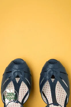 Cheap B.A.I.T. Lacey Art Deco Pumps Mit T-Riemen In Mattem Marineblau