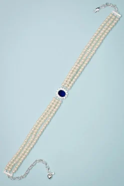 Sale Lovely Lady Diana Perlen Halskette In Saphir Blau