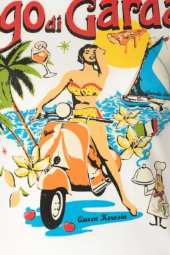 Fashion Queen Kerosin Lago Di Garda T-Shirt In Gebrochenem Weis