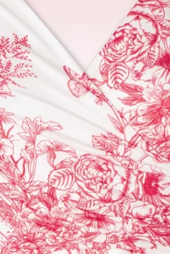 Online Vintage Chic for Topvintage Layla Floral Swing Kleid In Weis Und Rot